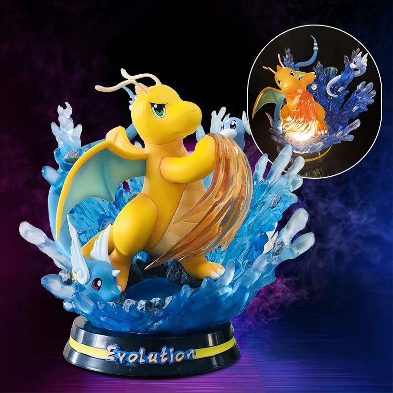 Figurine Pokemon Evolution Eevee, Charizard Raichu Mewtwo Dragonite Venusaur Gengar, modèle lumineux, cadeaux de décoration