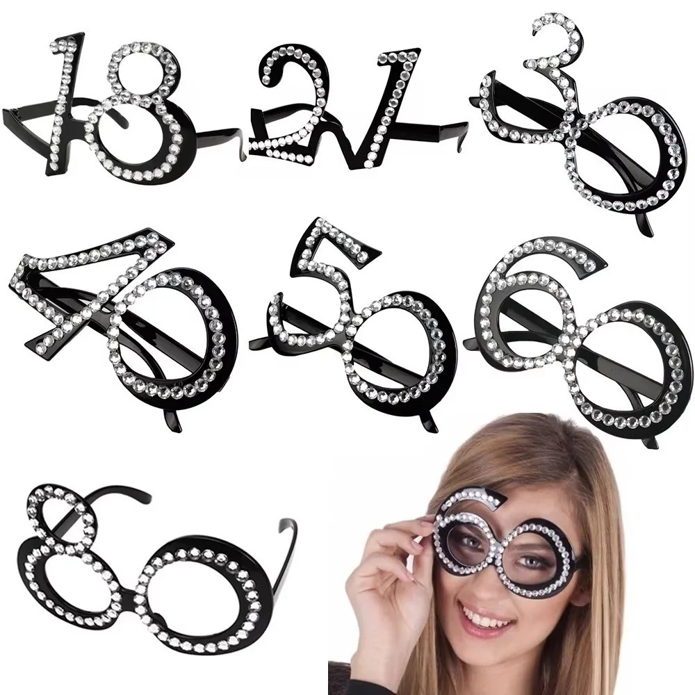 Funny Birthday Number Rhinestone Glasses Rhinestone Number Design Party Sunglasses 16th 18th 30th 40th 50th 60th Party Favors