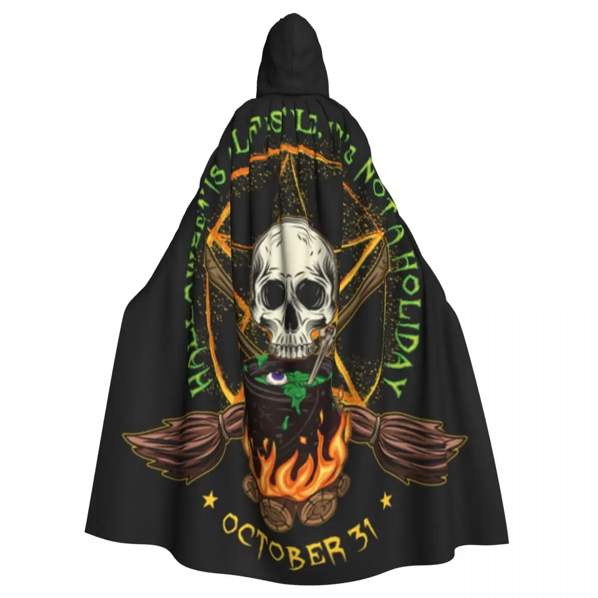 

Long Cape Cloak Witchy Cauldron With Bubbling Potion Hooded Cloak Coat Autumn Hoodies