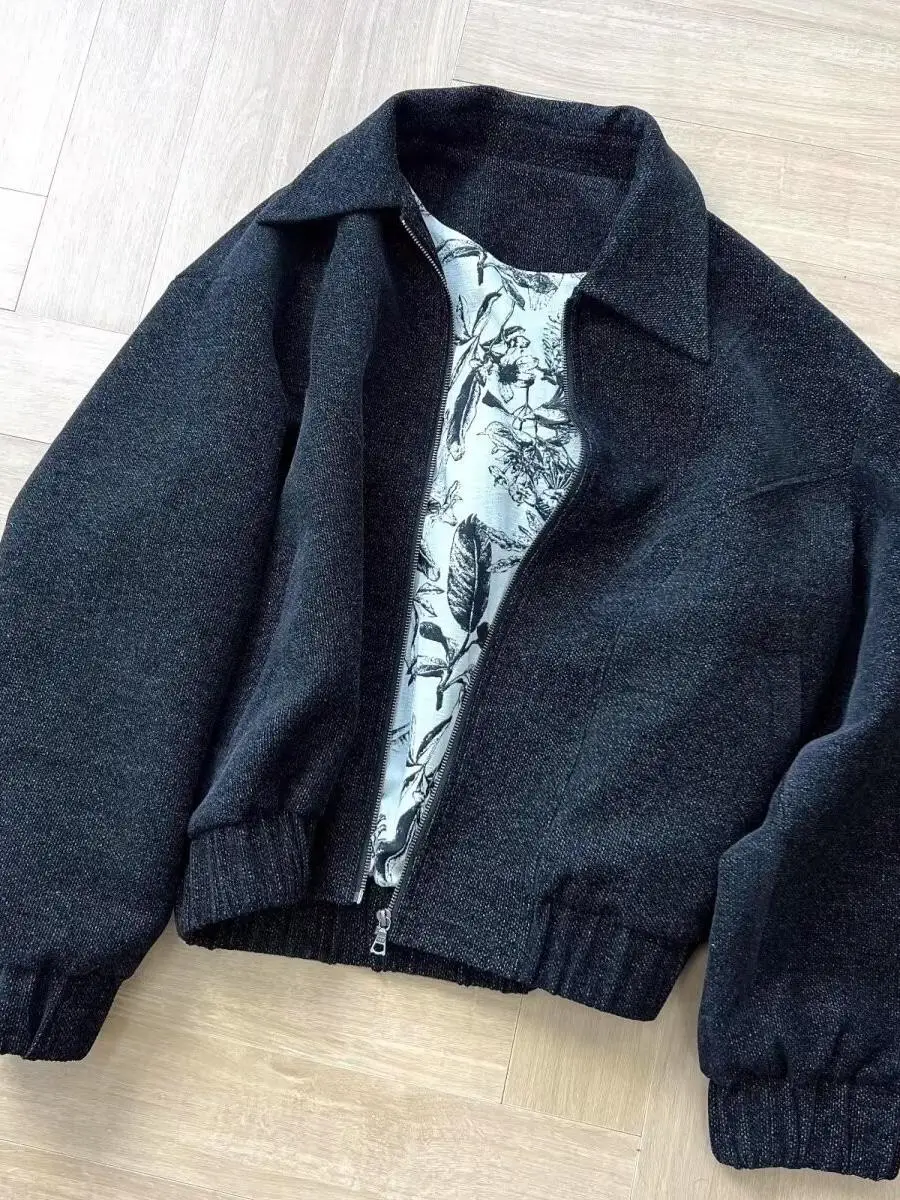 

American Street Sle Long Jaet ex Spring Autumn Winter Trendy High Street Couple Match Casual Coat Loose Fit Color Blo