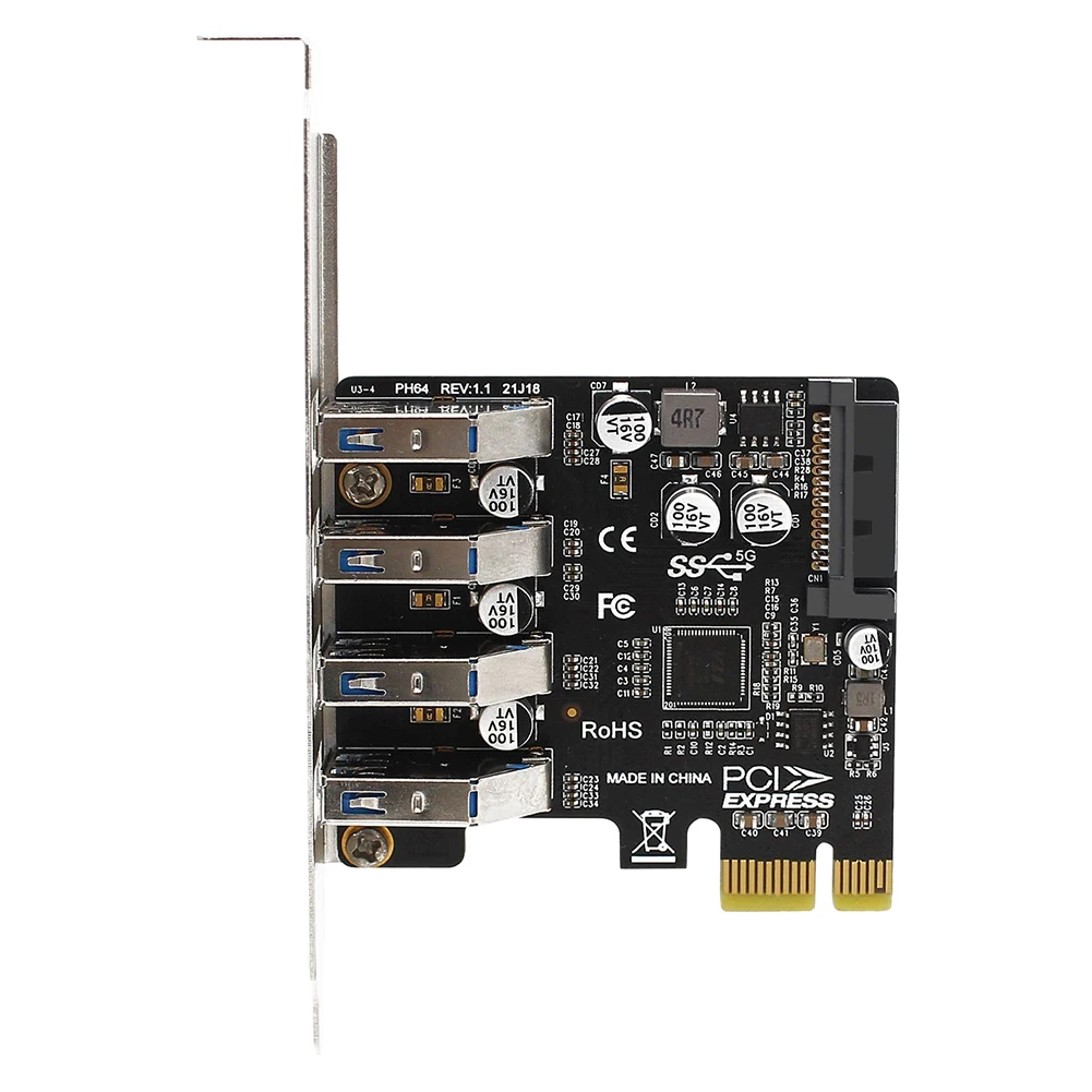 4 Port USB 3.0 PCI-E Expansion Card PCIe USB 3.0 HUB Adapter USB3.0 Controller USB3 PCIe PCI-E Extender Adapter Card for Desktop