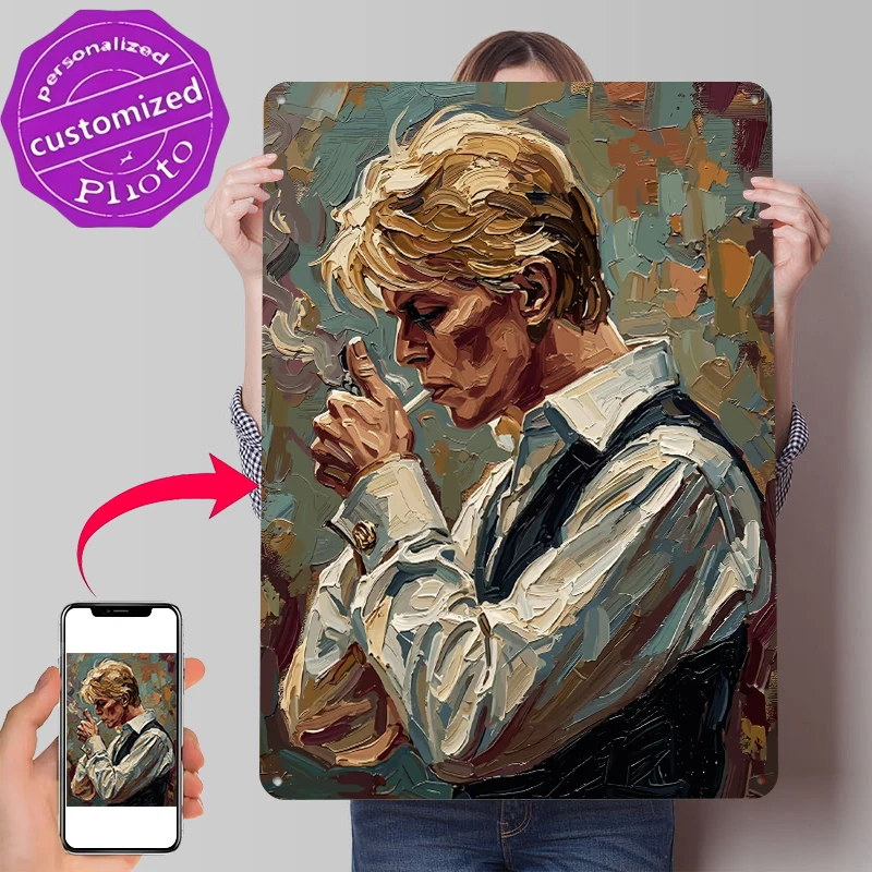 David Bowie Painting Tinplate Poster Customized Wall Art Retro Vintage Metal Signs for Fans Gaming Decoration Room Office Decor