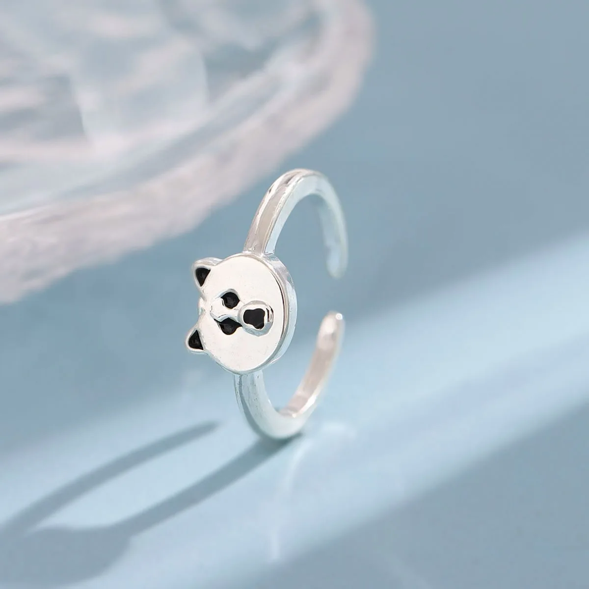 Cute Animal 925 Sterling Silver Bear Opening Ring, Sweet Gift
