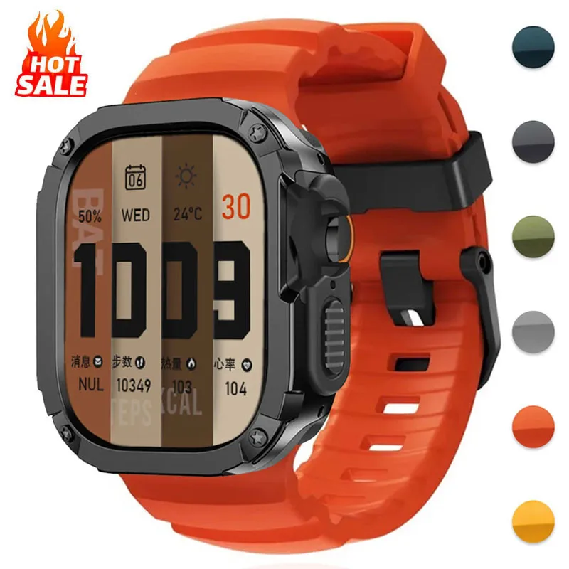 Band+Hülle Sport Silikonarmband TPU+PC Cover Protector Bumper für Apple Watch Ultra 2 49 mm 42 44 45 46 mm iWatch 10/8/7/SE/6/5