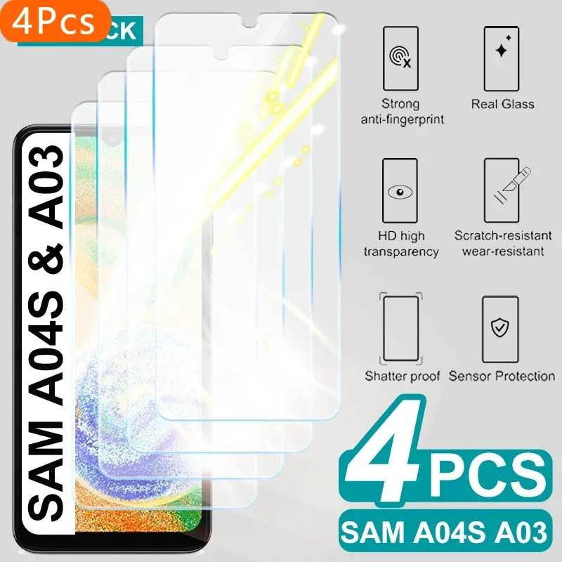 

4PCS Screen Protector Tempered Glass For Samsung Galaxy A04s A04e A04 A03S A03 Core A02 A02S 9H Full Coverage Protective Glass