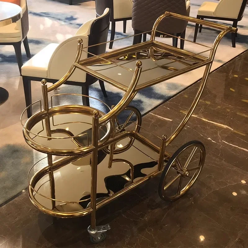 Dining Wine Hotel Restaurant Food Delivery Cart 4s Mobile Cart Commercial Three-tier Wine and Tea Cart