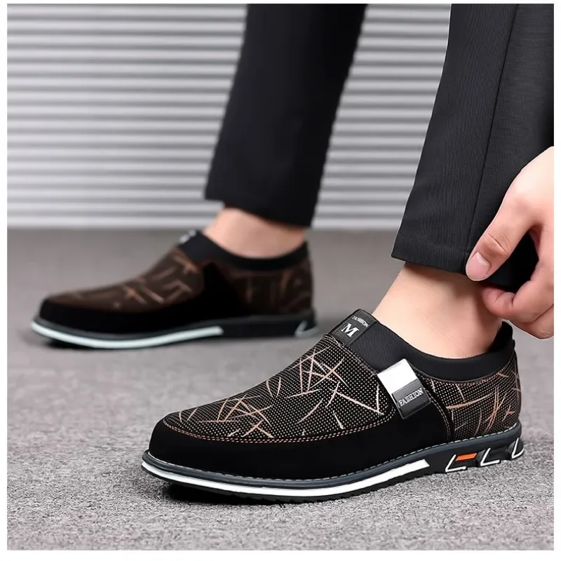 Men\'s Classic Leather Shoes 2023 New Fashion Leather Shoes Comfortable Plus Size 38-48 Men\'s Sneakers Slip-on Shoes Zapatillas