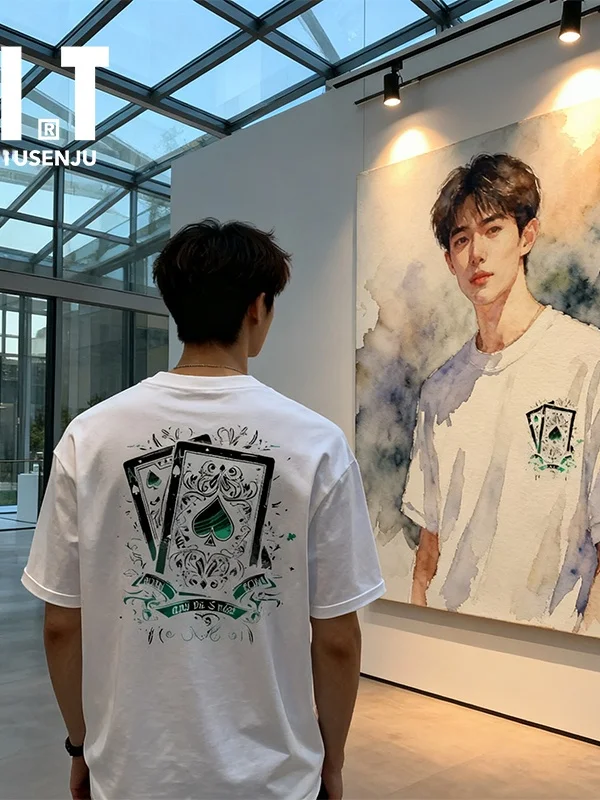 t-shirt-homme-leger-de-luxe-a-manches-courtes-imprime-poker-en-coton-pur-Epais-style-americain-tendance-marque-de-hong-kong-Elegant-pour-l'Ete