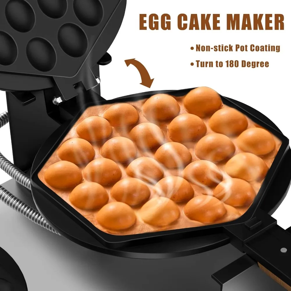 Double Bubble Waffle Maker Commercial Waffle Maker Non-stick Hong Kong Egg Waffle Maker for Home Use Stainless Steel