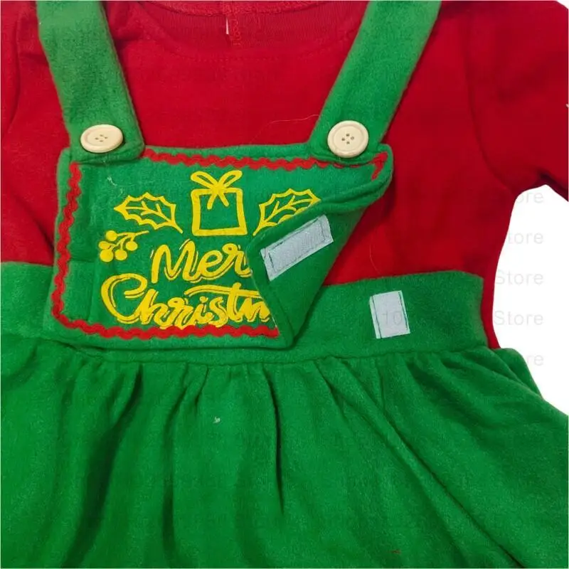 أزياء سانتا كلوز اللطيفة لعام 2025 للنساء والفتيات ملابس عائلية متطابقة لعيد الميلاد ملابس قزم أحمر وأخضر مع قبعة أغطية أحذية #5
