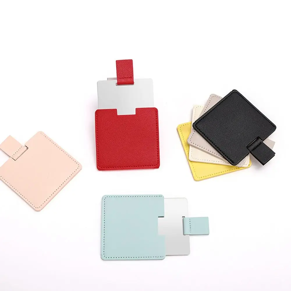 مرايا مكياج عالية الجودة قابلة للطي وغير قابلة للكسر، أدوات تجميل محمولة، مرآة جيب بلون سادة