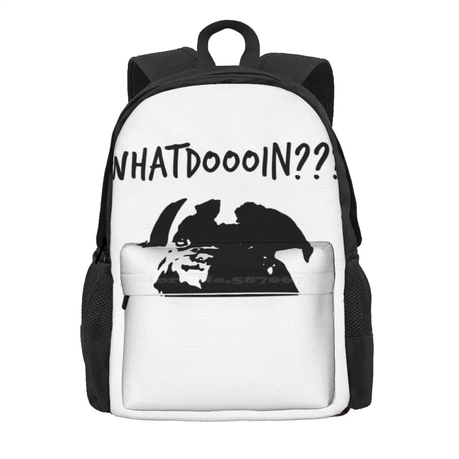 Moose - What Doing? Dog Hot Sale Schoolbag Backpack Fashion Bags Dog Advert Boxer What Doing Stencil Funny Silly Joke Claerscore