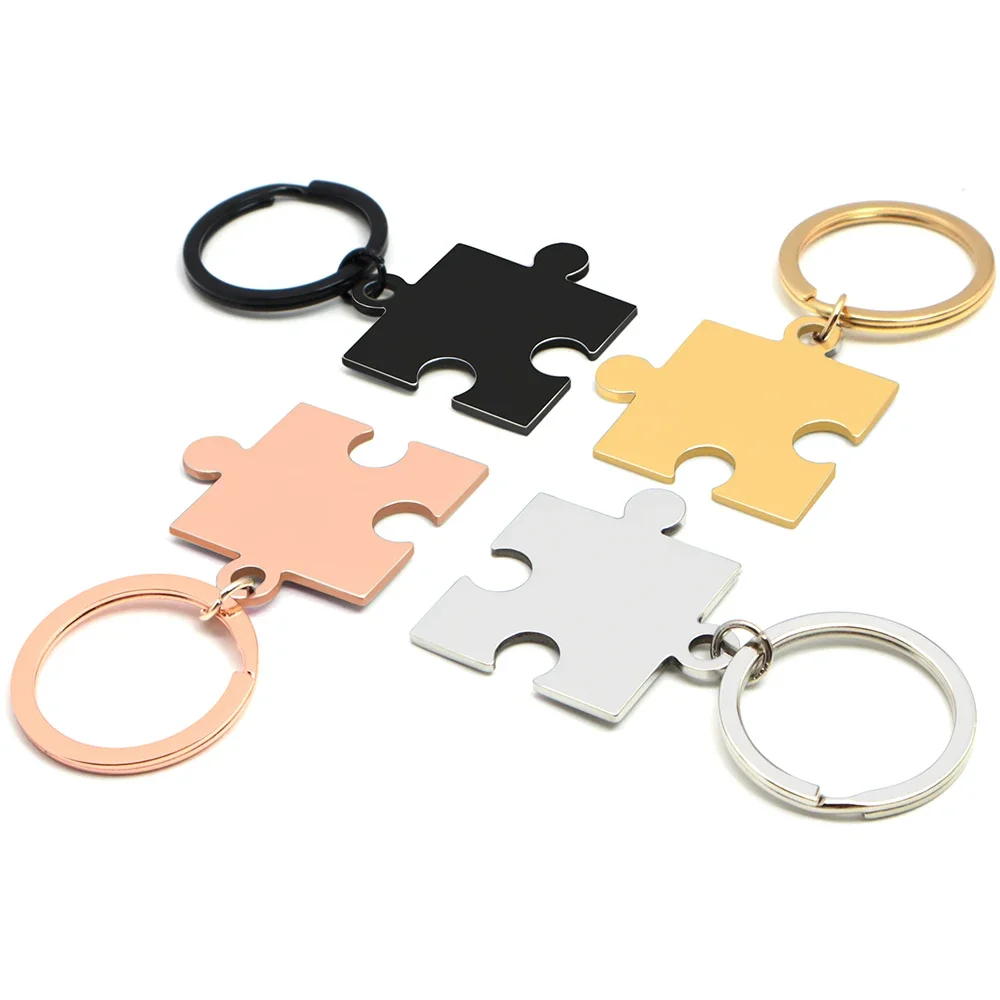 100PCS Pet Dog Tag Blank Stainless Steel Can Engraved DIY Collar Anti-lost Jigsaw Puzzle Nameplate Car Keyrings Couple Supplies