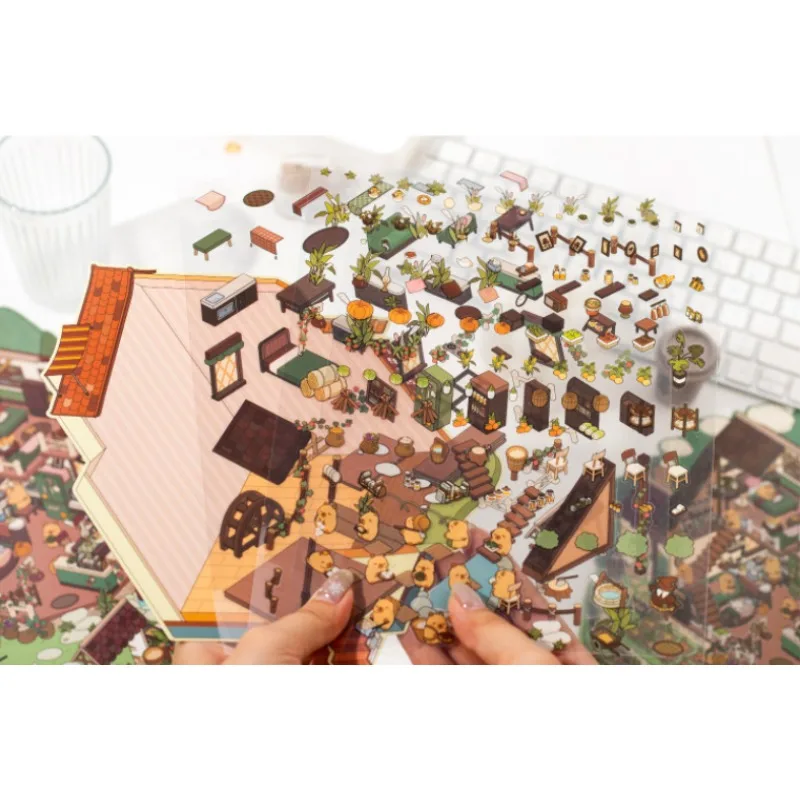Fun 3D Miniature House Scenery Stickers DIY Craft Set for Creative Room Decor Desktop Games for Children Aged 14 and Above