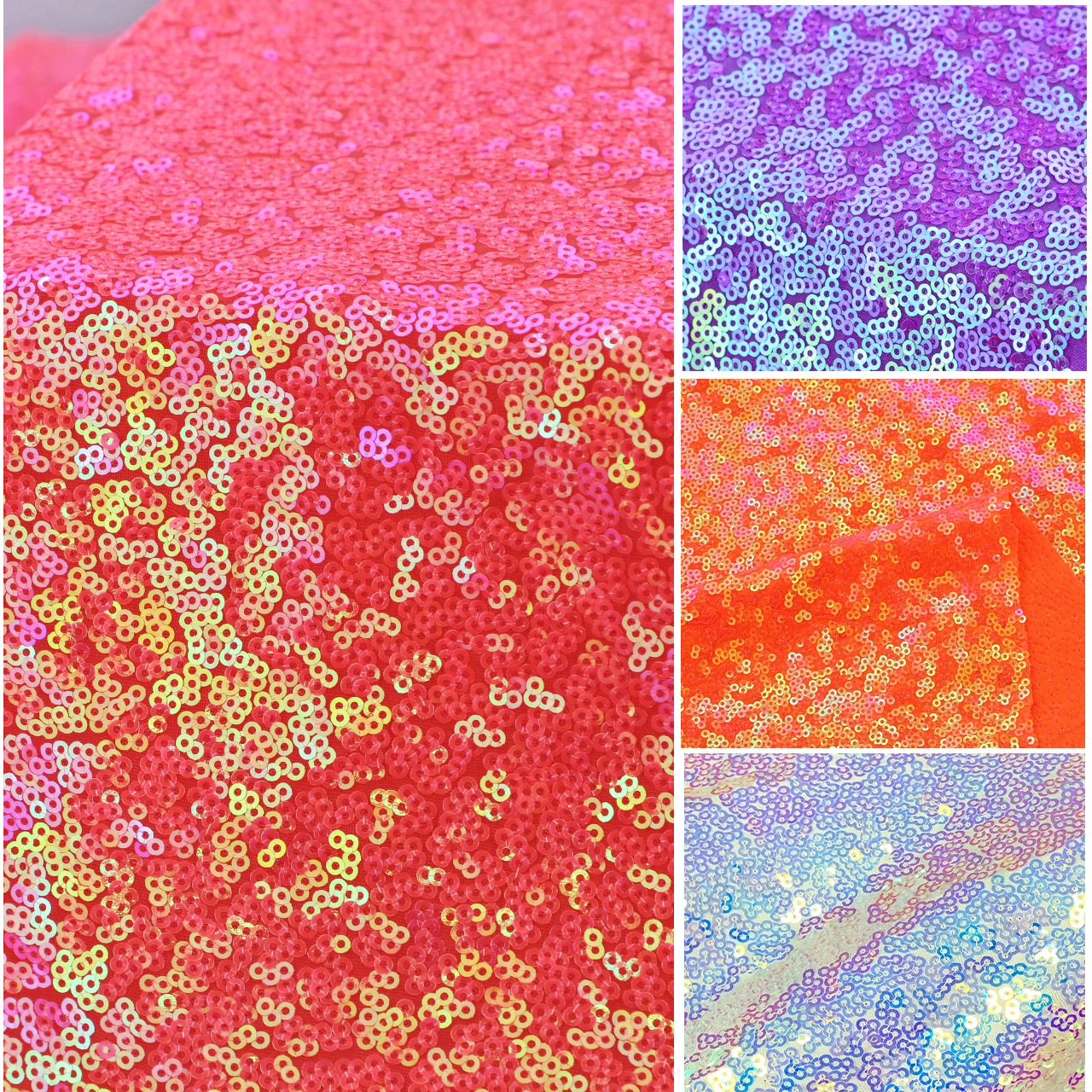 

3mm All-Over Blitz Fluorescent Neon Iridescent Sequin 4 Way Stretch Fabric Knitted Lycra Elastic Fabrics