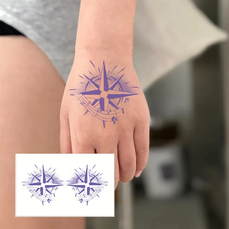 

Rhythmic Deep Vortex tattoo sticker: sensual compass design for stylish neck scar cover. Realistic semi-permanent & temporary.