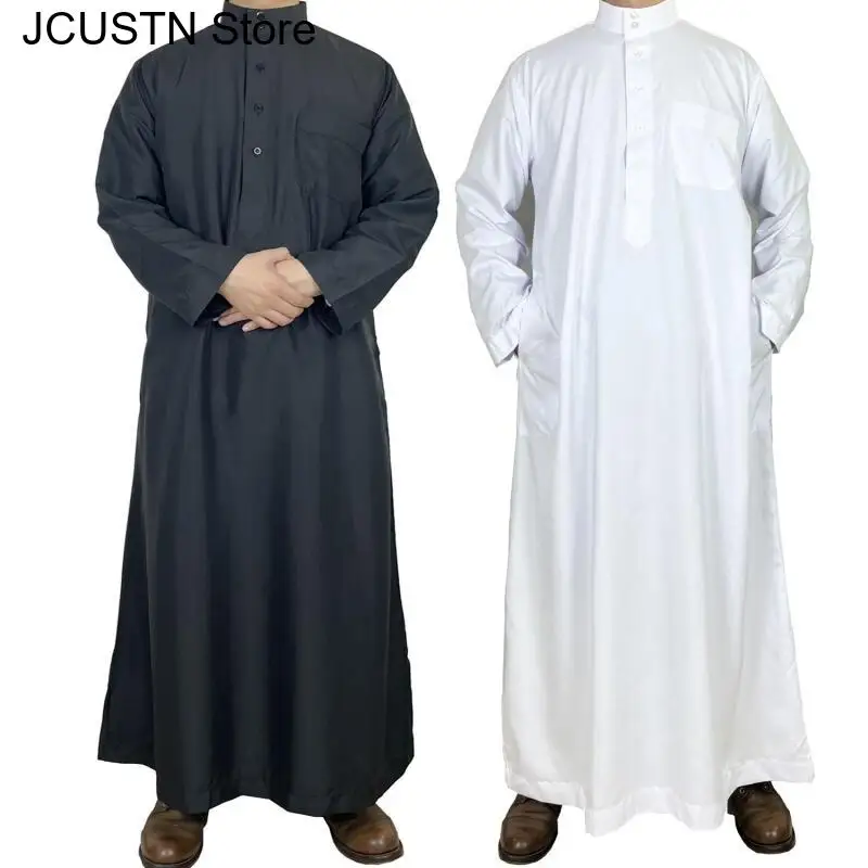 Abbigliamento islamico Uomo Lunghezza Manica lunga Allentato Uomo musulmano Arabia Saudita Pakistan Kurta Costumi musulmani Abito musulmano Caftano Thobe