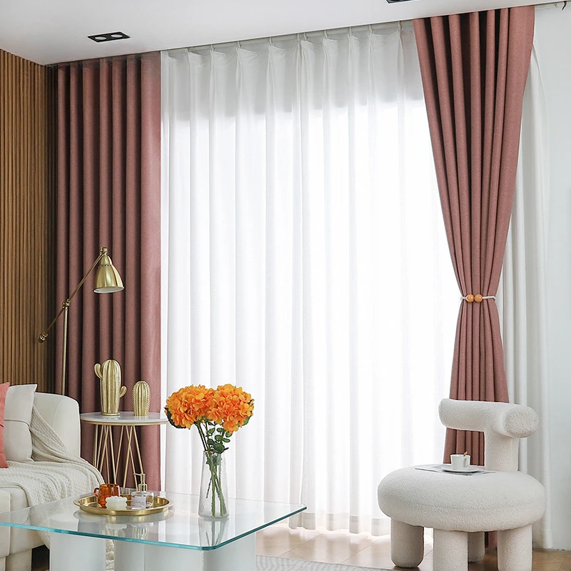 

Velvet Matte High-end Milk Tea Color Quiet Wind Velvet Fabric Curtains French Australian Cashmere Nylon Cortinas Para Ventanas