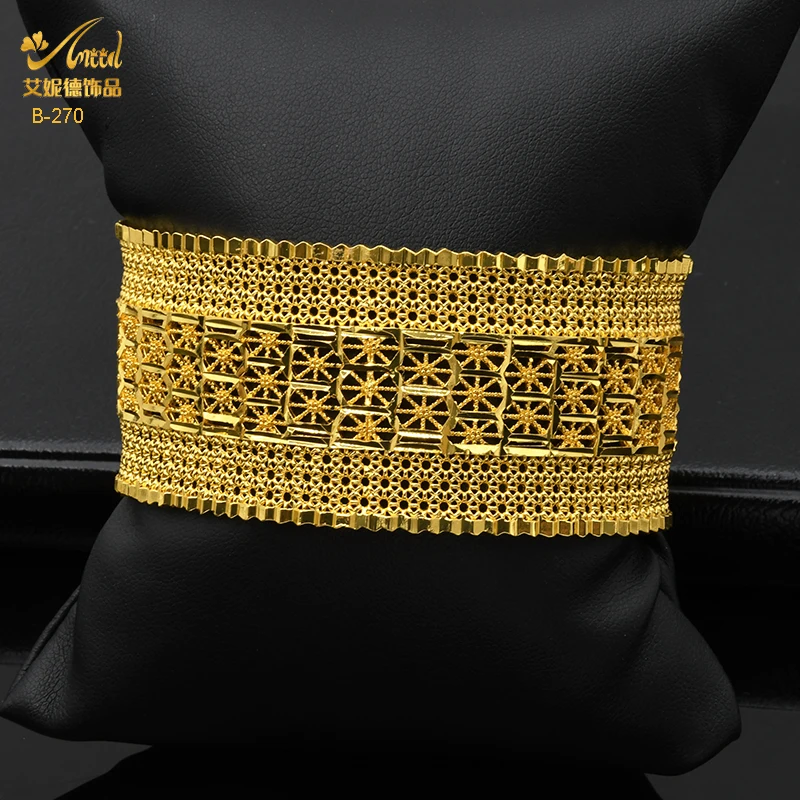 ANIID Indian 24K Gold Plated Cuff Bangle For Women Hawaiian Bridal Wedding Jewellery Wholesale Jewelry Dubai Pure African Gifts