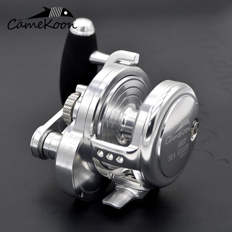 Imagem -03 - Camekoon-slow Pitch Jigging Reel Pesca Recuperação Suave Trolling Coil Arraste Mais 2bb Drum Boat Alavanca de Água Salgada 63: 32kg