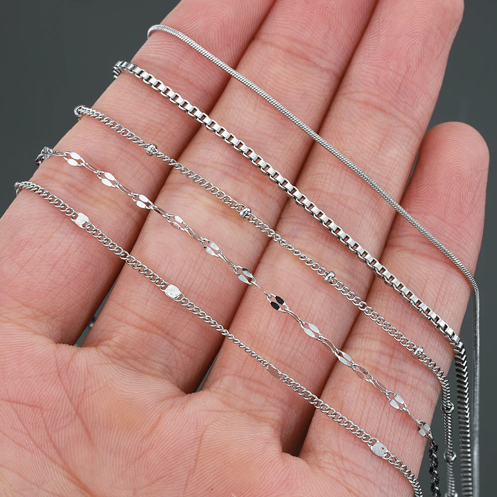 5 Stück 45cm+5cm Kette mit Karabinerverschlüssen, Edelstahl-Perlenkette, Halsketten-Basisketten für DIY-Schmuckherstellung, kein Verblassen – Detail 6