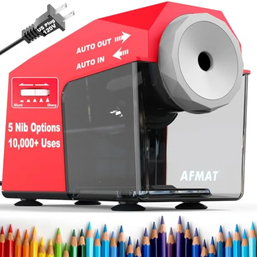 

Electric Pencil Sharpener, Fast and Hands-Free, 10K+ Uses, 5 Nibs, Fully Automatic Pencil Sharpener for Classroom, Heavy Duty S