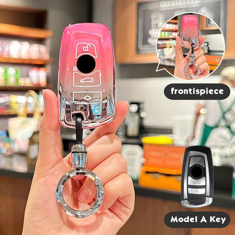 

Sakura Pink TPU For BMW 3 5 SERIES X7 G07 2023 X3 Ix XM I7 530 Energy Smart Remote Car Key Case Cover Fob Keyring Accessories