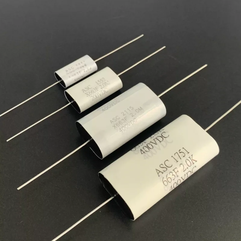 10 Uds ASC X663 serie 2UF 50V/200V/400V condensador infinito de acoplamiento de división de frecuencia axial de alta temperatura de los Estados Unidos St