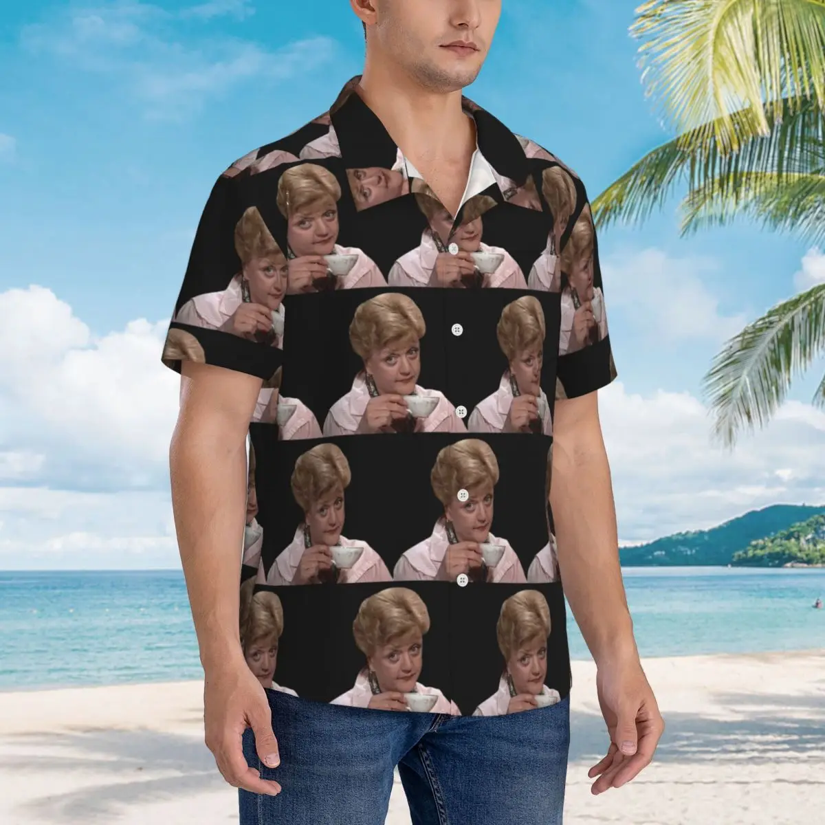

Jessica Fletcher Judging Murder She Wrote Hawaiian Shirts Fashion Men Short Sleeve Shirt for Summer Beach Men's Lapel Tops