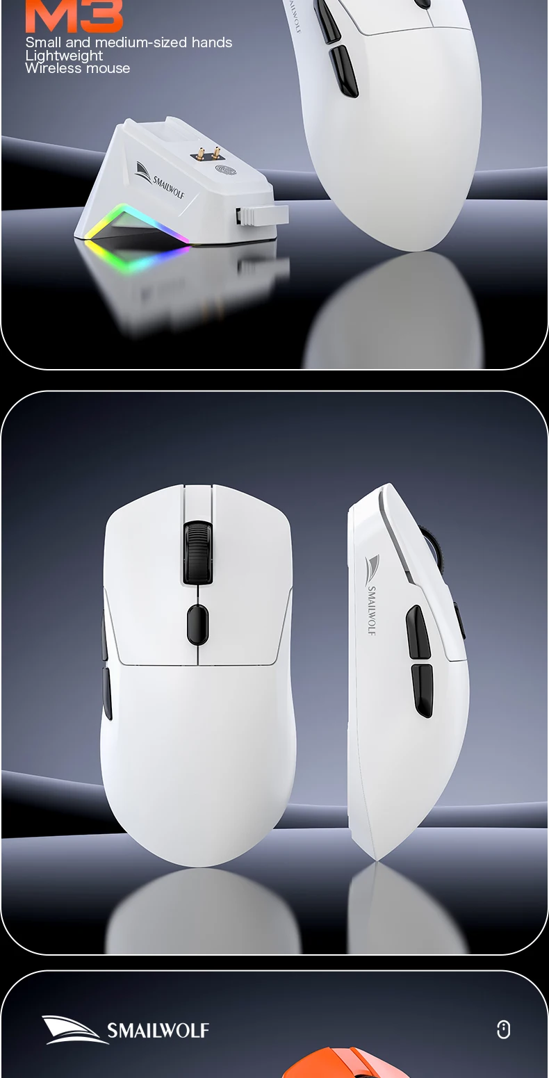 SMAILWOLF M3 PRO Kabellose Bluetooth-Maus mit drei Modi, E-Sport-Gaming-Maus für Laptop und Desktop, PAW3311, kabelgebunden, leicht, für FPS-Spiele – Detail 14