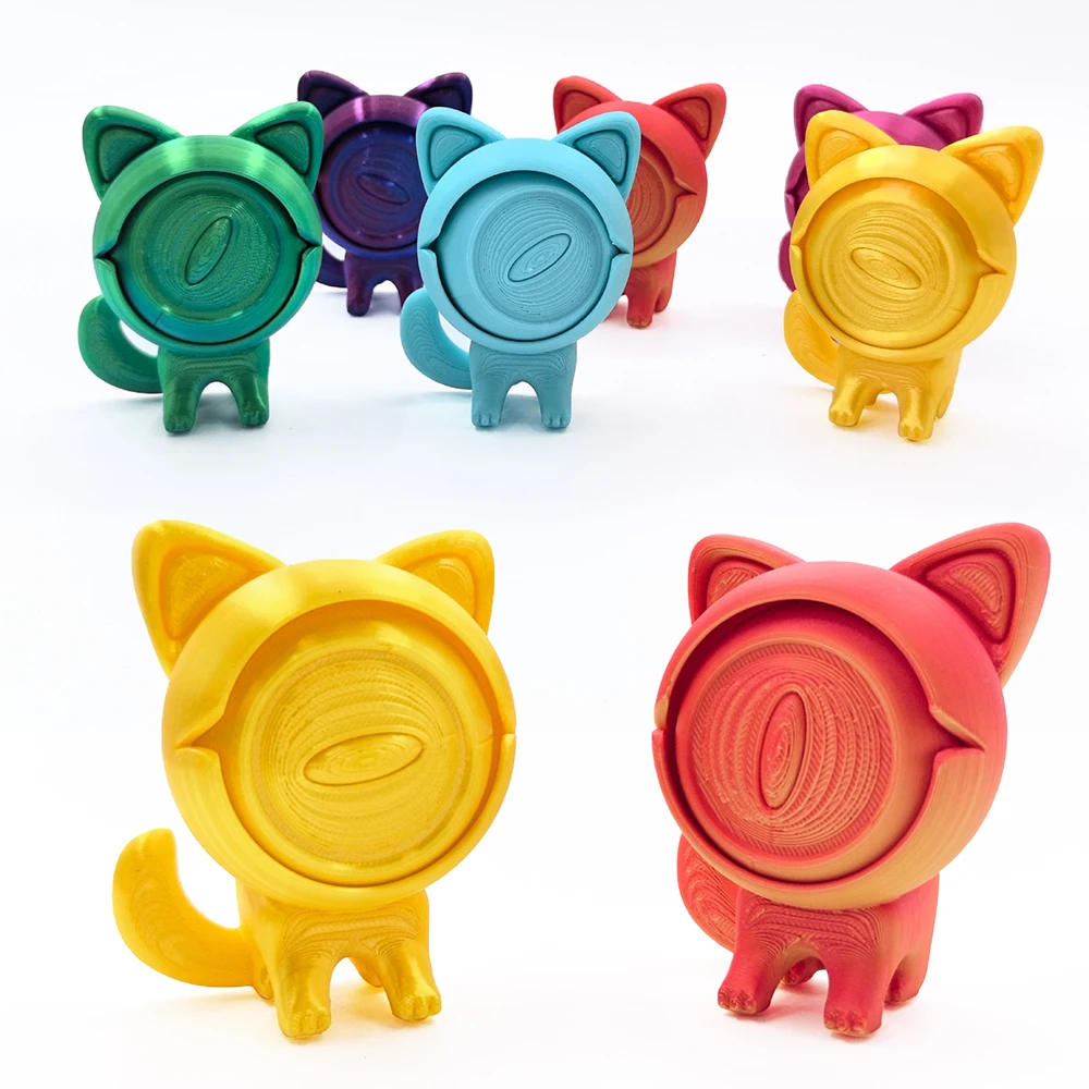 3D-geprint speelgoed Roll Kitten Cat Model Roterend Opnieuw georganiseerd Decompressie Kinderspeelgoed Ontspanning Desktop Decoratief cadeau Zakspeelgoed