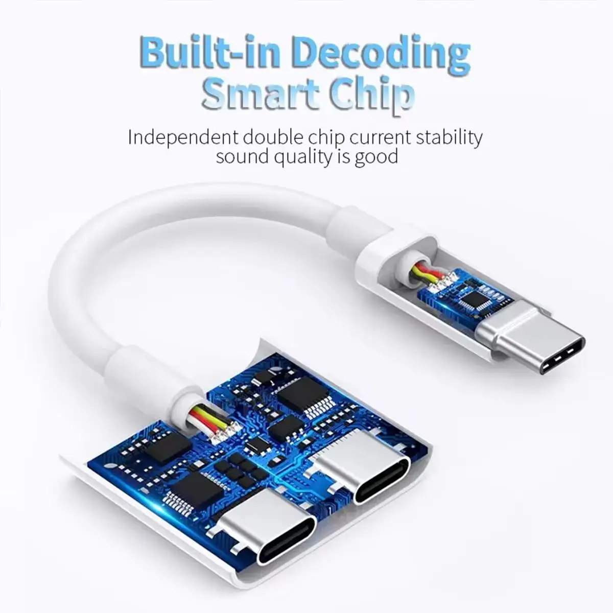 2 in 1 Dual USB Splitter DAC Fast Charge Type-C Adapter and Type C to 3.5mm headphone jack OTG adapter For iPhone 15 HUAWEI