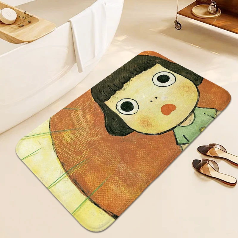 Bathroom Mat Y-Yoshitomo Naras Carpet for Bedroom Soft Outdoor Entrance Doormat Custom Washable Non-slip Kitchen Living Room Rug