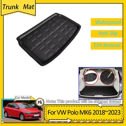 Car Trunk Mat For Volkswagen VW Polo AW BZ MK6 2018~2023 Accessories Cargo Boot Pad Protective EVA Waterproof Carpet Liner Cover