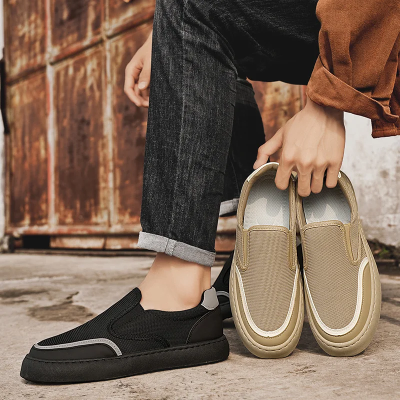 メンズレジャーローファー、通気性のある裏地で湿気を吸収し、速乾性、衝撃吸収ソールで、一日中楽な歩行体験を提供します。