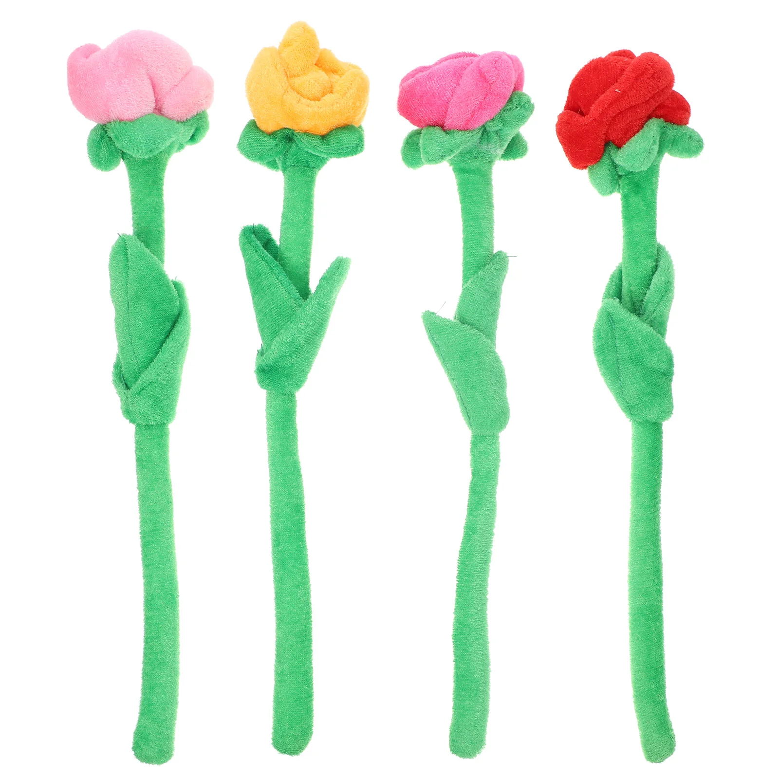 4 Pcs Simulation Roses Bouquet Stuffed Artificial Flower Plush Toddler