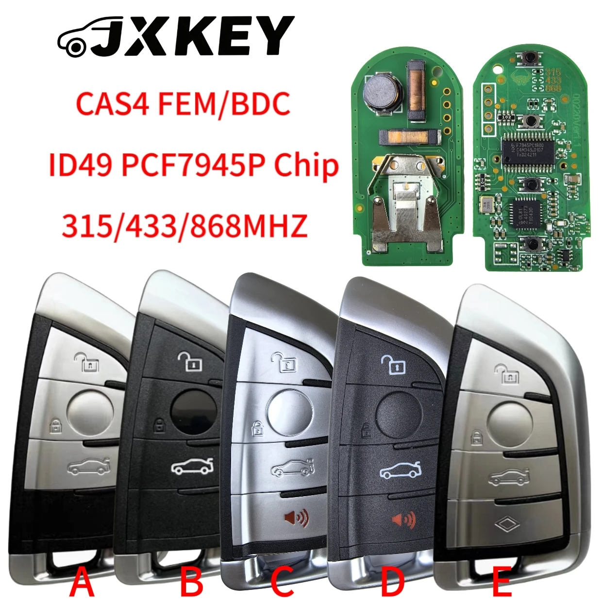 JXKEY Smart 3/4 Button 315/433/868MHZ ID49 PCF7945P Дистанционный