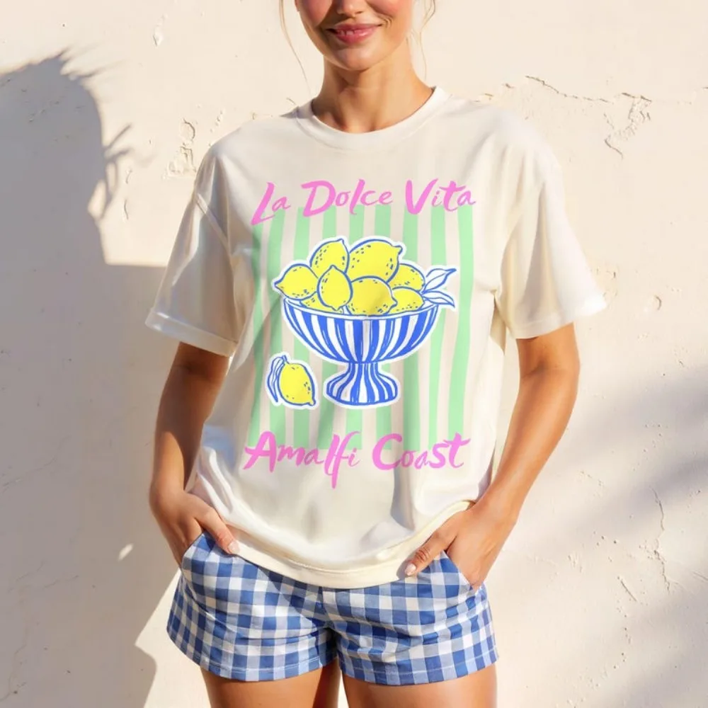La Dolce Vita Shirt Italian Graphic Tee for Women Amalfi Coast Summer Shirt Italy Vacation T-Shirt Aesthetic Tops