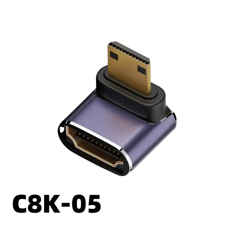 Degree Angled U-shaped L Converter Mini Male to HDMI-compatible 2.1V Female Extension 4K 5K 3D UHD 8K 60Hz Adapter