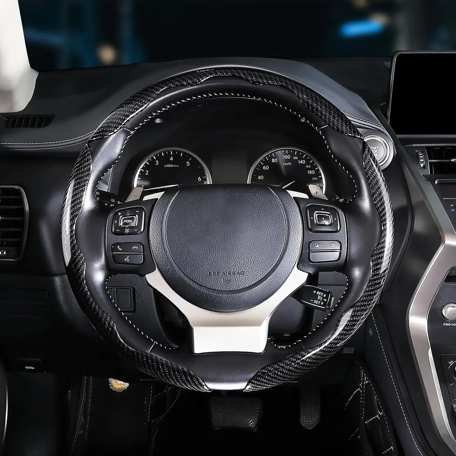 38cm Universal Carbon Fiber Non-slip Protective Cover Segmented Car Steering Wheel Cover Car Styling Accessories