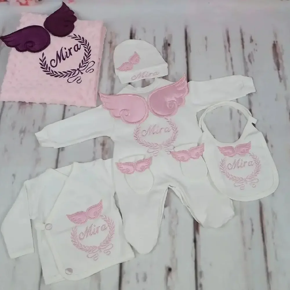 בית החולים ליבלינג יציאה מתנה תיבת רקמה שם יולד זווית כנפיים כנפיים romper שמיכת ילדים