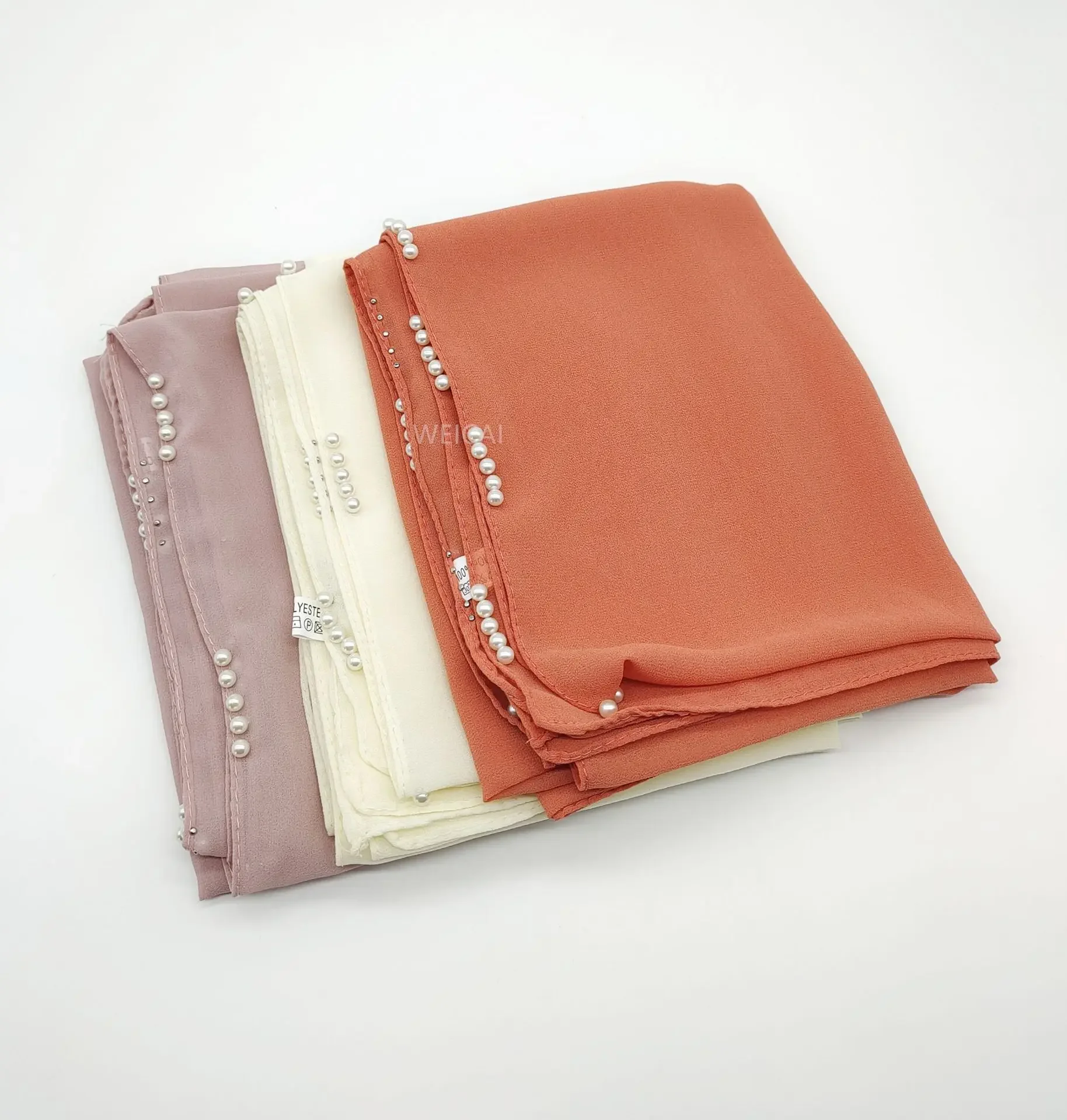 Bufanda de gasa con perlas, pañuelo para la cabeza indonesio malayo, Hijab musulmán para mujeres, chal, turbante, estolas islámicas, Bandanas, Bufanda, Foulard