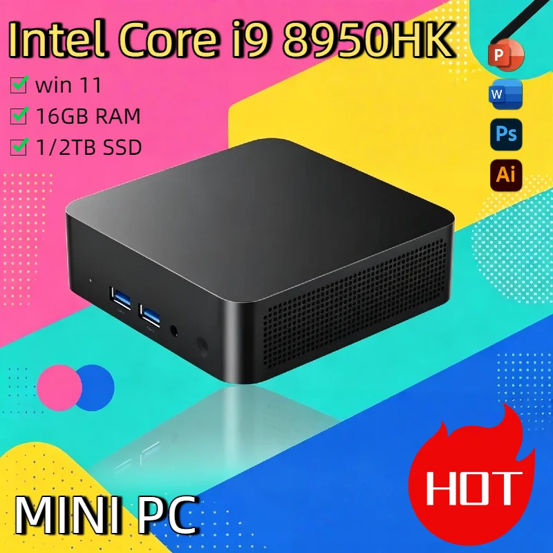 

Mini Desktop Windows 11 i9 Intel Core i9 8950HK Mini PC Computer 16GB RAM 1TB SSD M.2 Wifi 6 BT5.2 Gigabit LAN Watchdog Timer