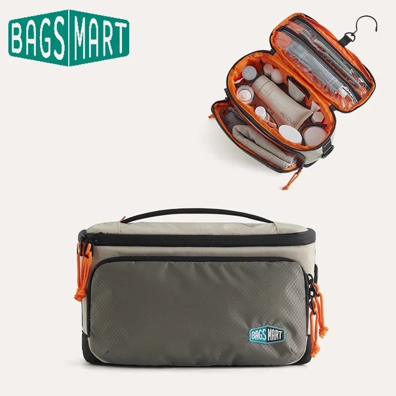 

BAGSMART Travel Makeup Bag High Quality Waterproof Toiletries Organizer Bathroom Hook Wash Pouch Large Capacity Makeup Storage