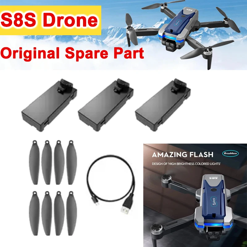 LSRC S8S LS-S8S Quadcopter Original Spare Part Propeller Props Blade / Battery / USB Charger / Motor Arm S8S Drone Accessory