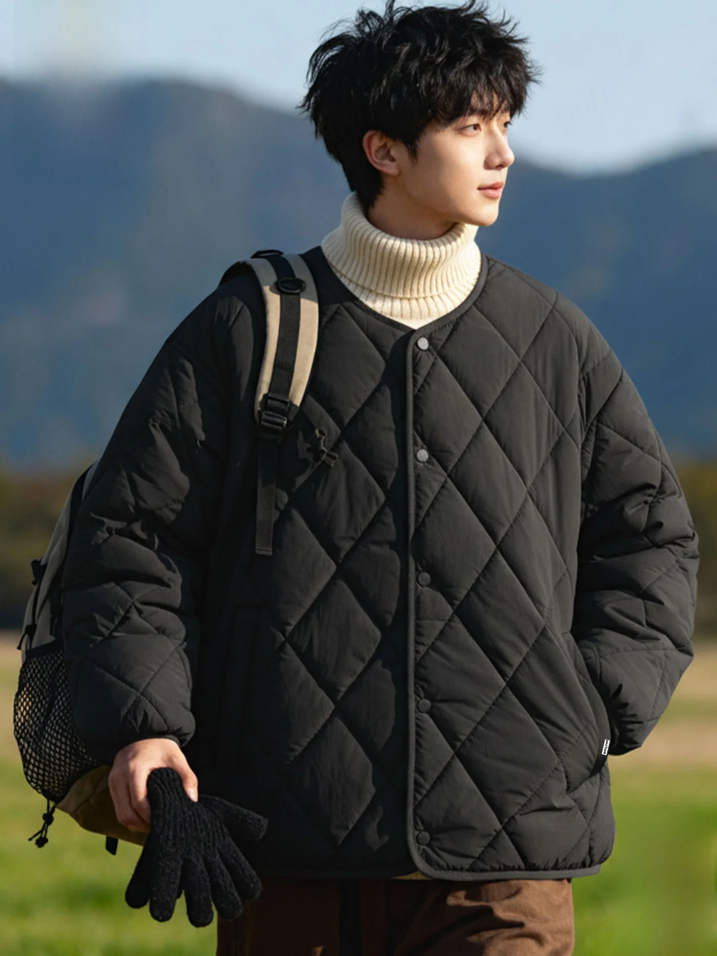 

Monkey Lightweight Thiened Autumn Winter Cotton Jaet Men's Warmth Proof Thin Collarl Outerwear Faion Urba...