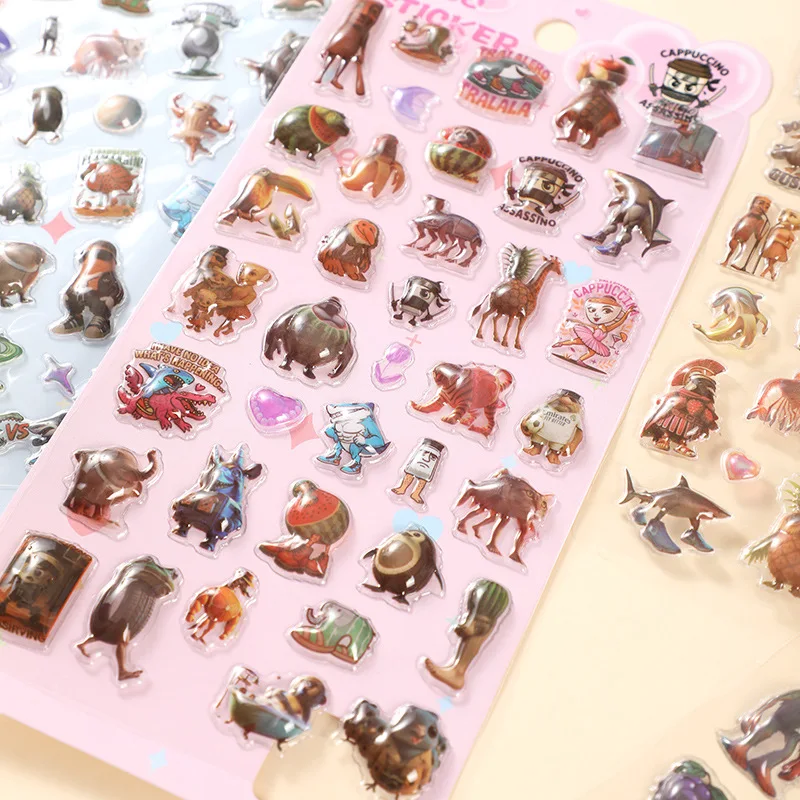 

Italian Brainrot 3D Relief Stickers Abstract Animals Decal Tung Tung Tung Sahur Sticker Abstract DIY Scrapbook Painting Deca