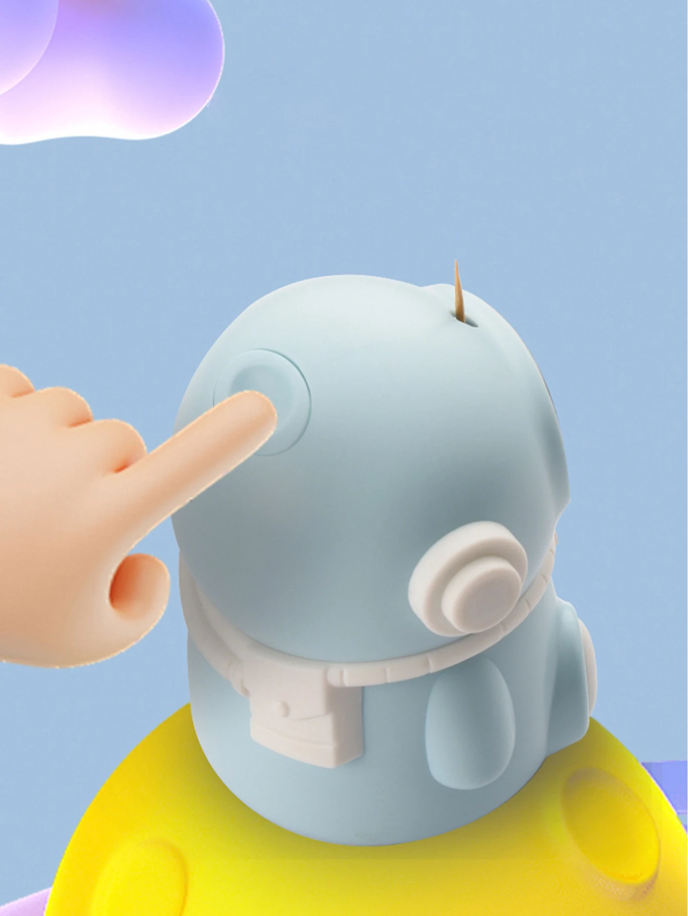 1Pcs Cartoon Astronaut Toothpick Storage Box Automatic Pop-up Toothpick Box Home Living Room Dining Room Toothpick Holder