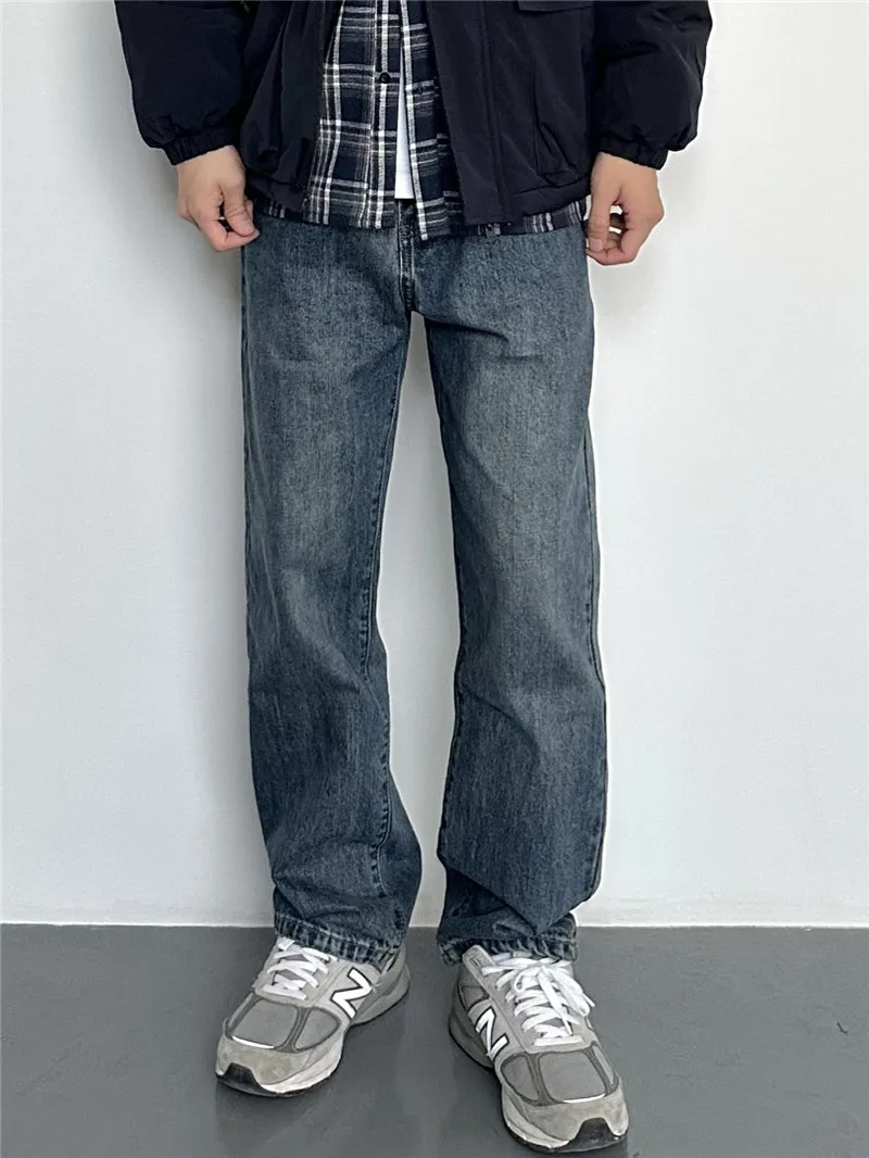

Свободные мужские джинсы в американском стиле ретро, студенческие повседневные прямые брюки, водонепроницаемые, весна, лето, осень, зима, модный бренд