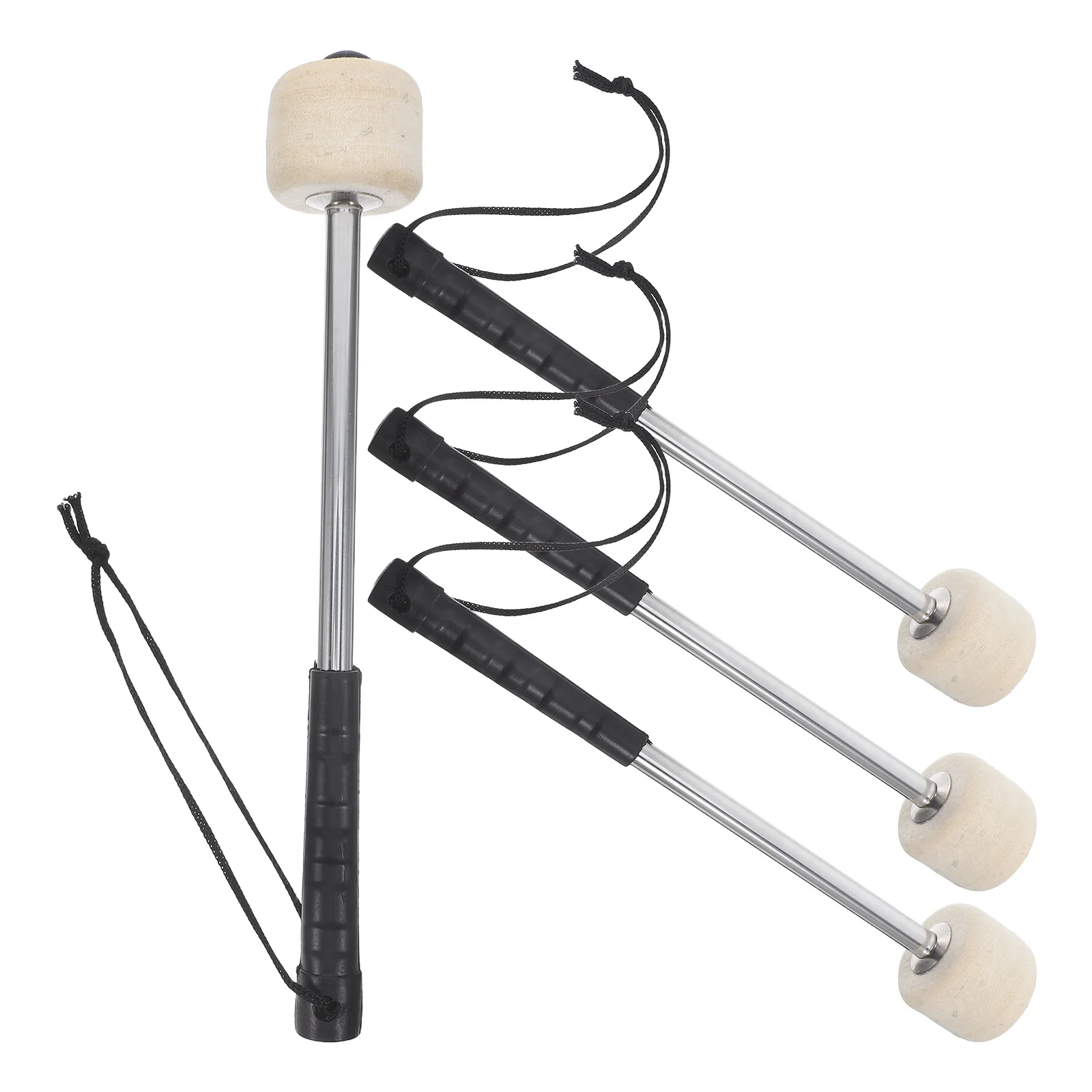 

4pcs Drum Sticks Felt Head Steel Drumsticks Lightweight Percussion Sticks For Marching Band Bass Drum Mallets Performance